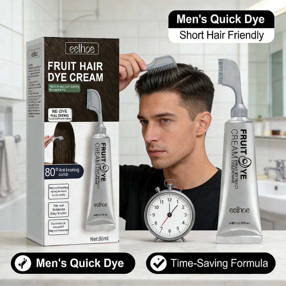 Fruit Hair Dye Cream Quick Coloring Enhance Hair Shine Nourishing Promote Hair Growth Moisturizing Black Hair Hairdressing Cream