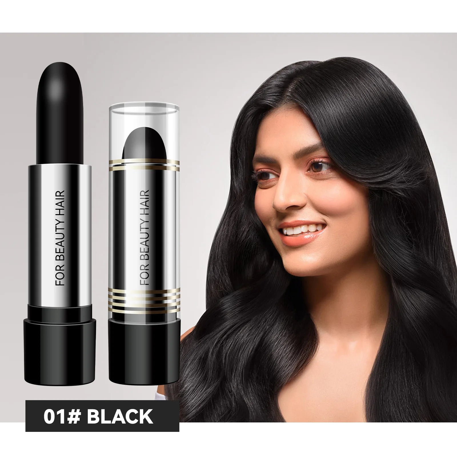 Natural Black Hair Coloring Stick Instant White Coverage Disposable Lipstick Style Dye Pen Easy Wash Out Chalk