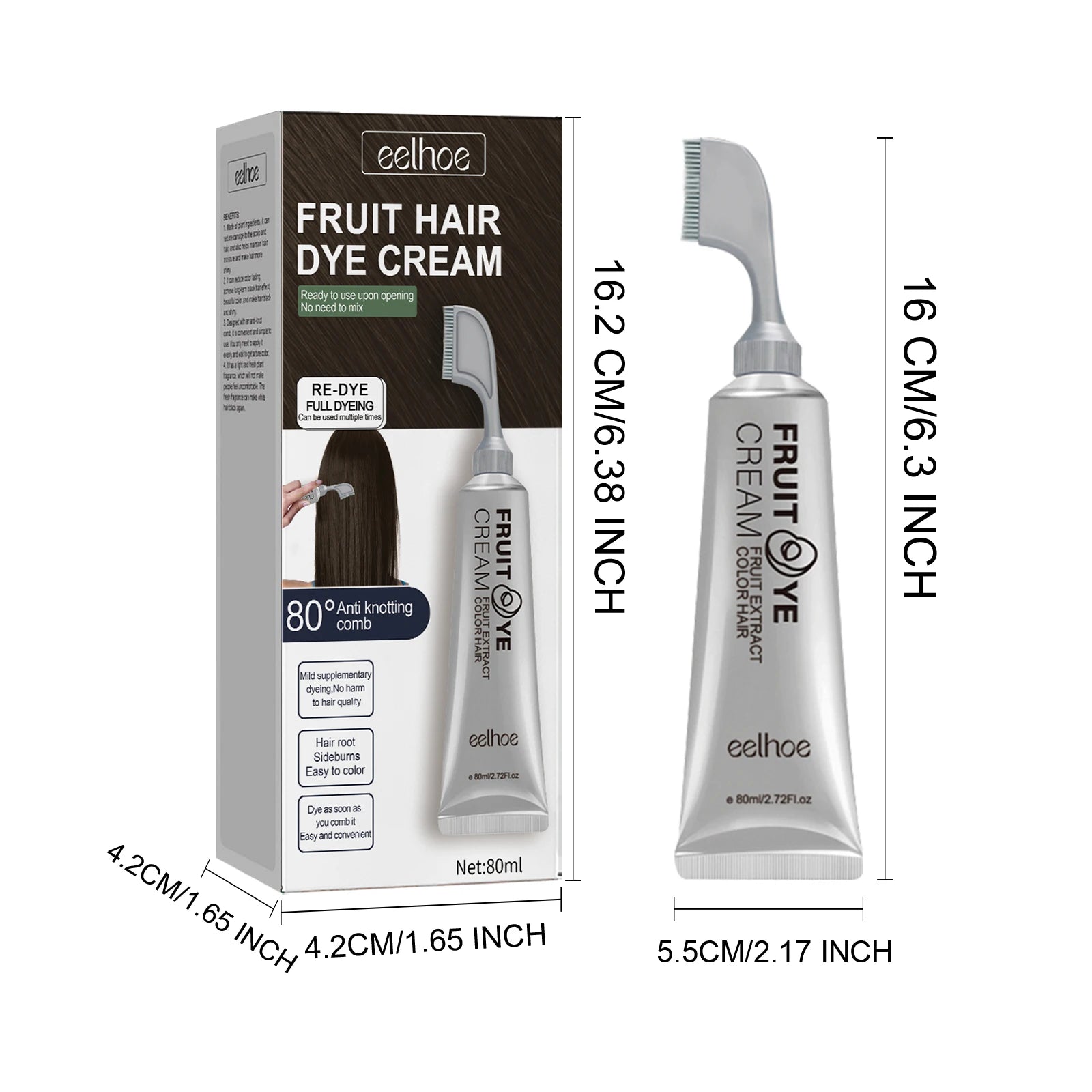 Fruit Hair Dye Cream Quick Coloring Enhance Hair Shine Nourishing Promote Hair Growth Moisturizing Black Hair Hairdressing Cream