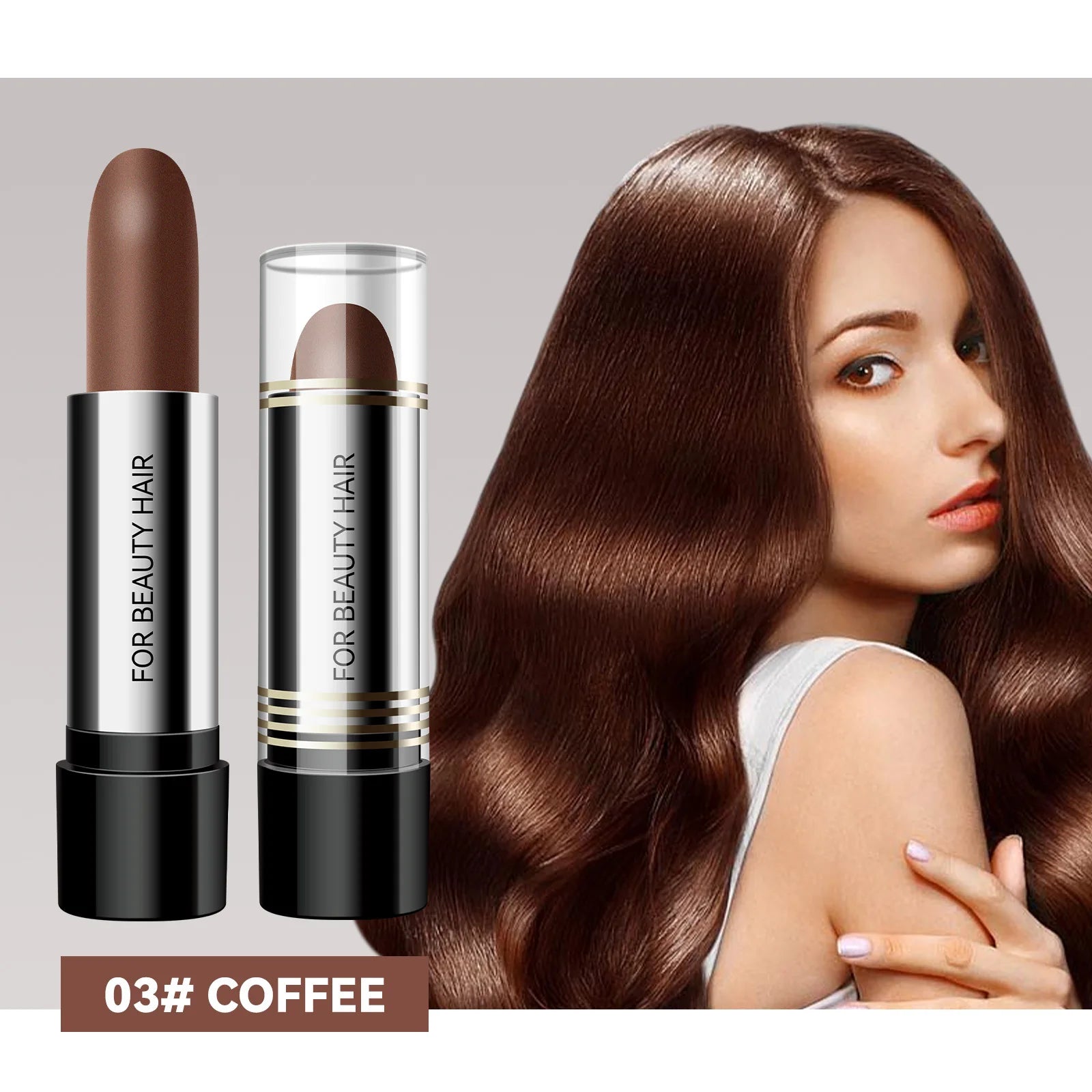 Natural Black Hair Coloring Stick Instant White Coverage Disposable Lipstick Style Dye Pen Easy Wash Out Chalk