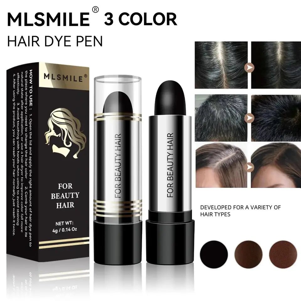 Natural Black Hair Coloring Stick Instant White Coverage Disposable Lipstick Style Dye Pen Easy Wash Out Chalk