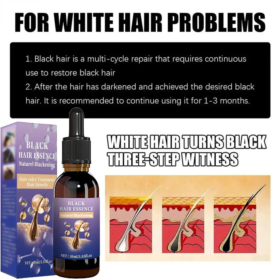 Black Hair Essence - Deep Scalp Nourishment & Hair Strengthening, Supports Healthy Hair Tone