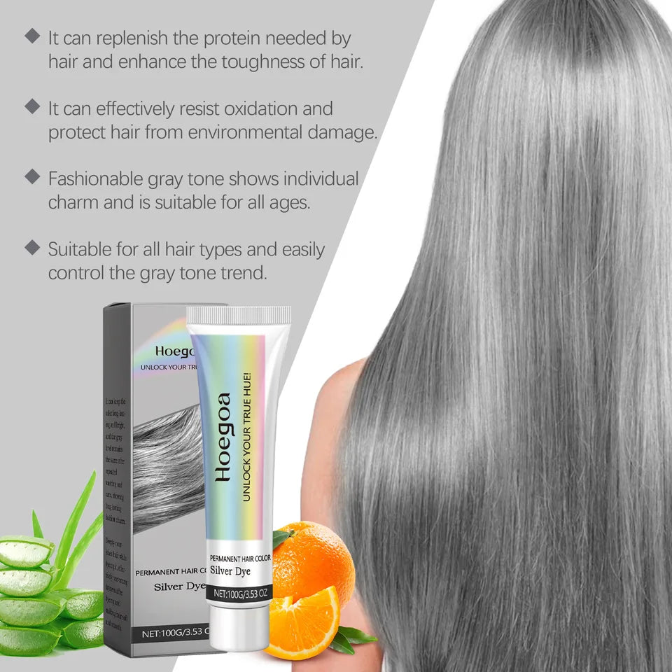 Gray Hair Dye Shampoo Natural Permanent Hair Coloring Cream Reduce Scalp Irritation Cover White Hair