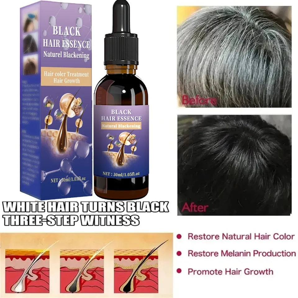 Black Hair Essence - Deep Scalp Nourishment & Hair Strengthening, Supports Healthy Hair Tone