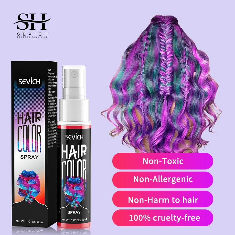 Sevich 8 Colors Hair Color Spray Temporary Hair Dye Cream Washable Disposable Color Hair Spray Unisex Salon Hair Styling Tools