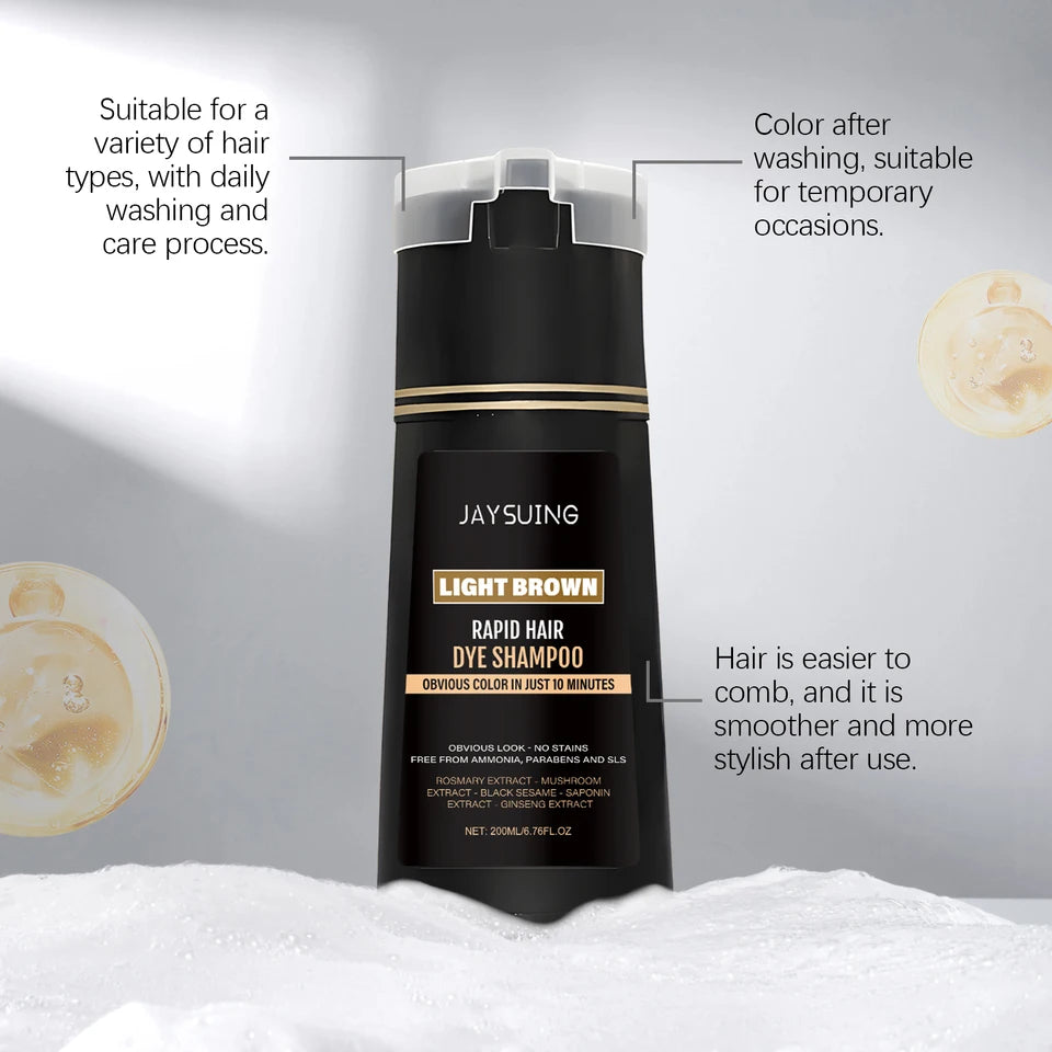 Men Hair Dye Shampoo 3 in 1 for Gray White Hair Coverage Natural Herbal Ingredient Brown Hair Coloring Black Beard Color Shampoo