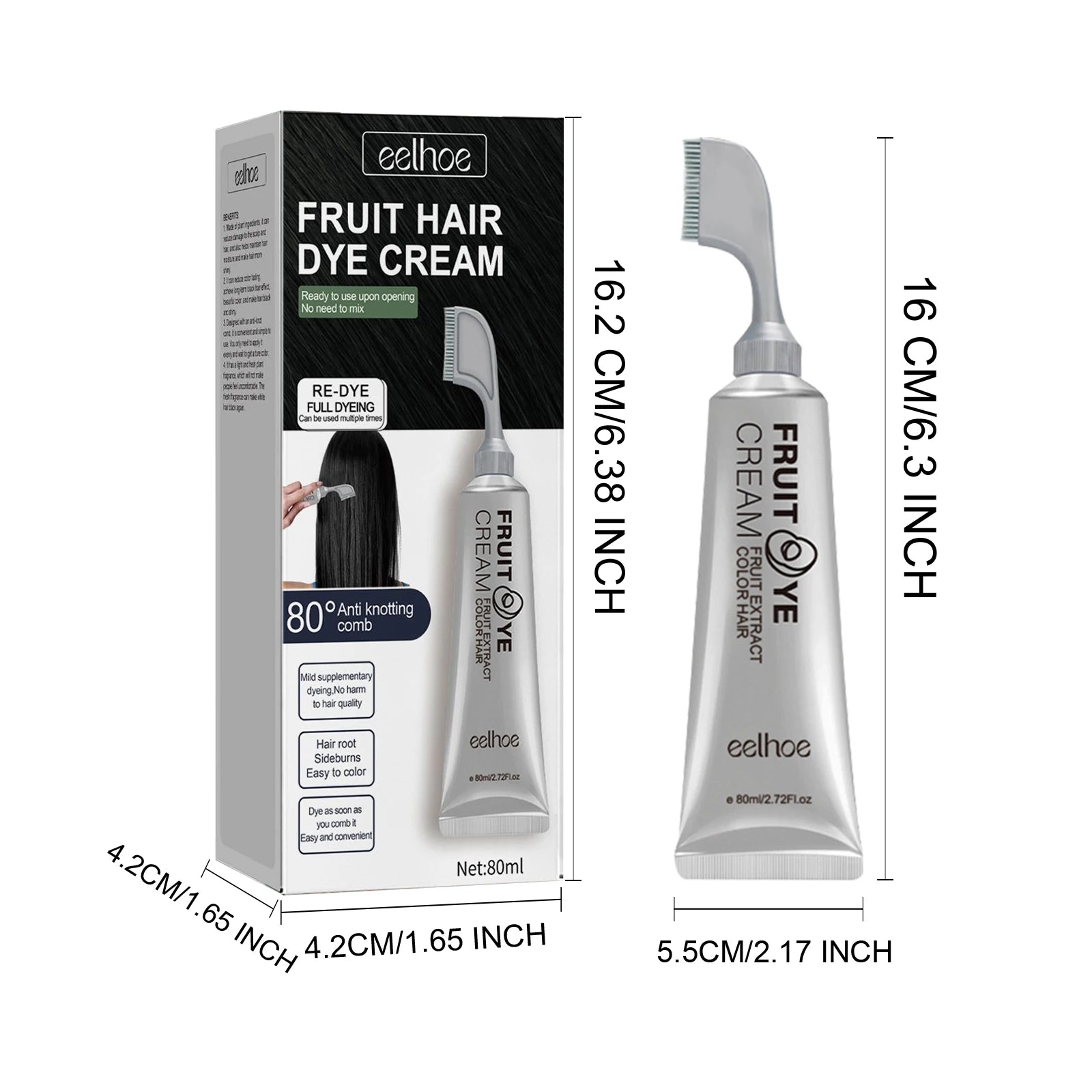 Fruit Hair Dye Cream Quick Coloring Enhance Hair Shine Nourishing Promote Hair Growth Moisturizing Black Hair Hairdressing Cream