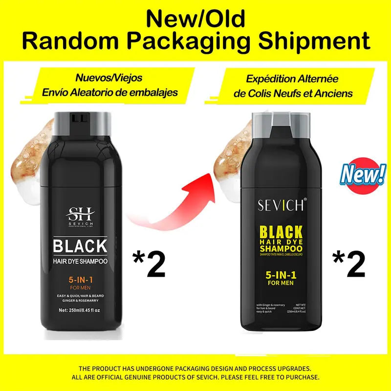 Sevich Hair Dye Shampoo 5 In 1 For Men Black Hair Dye Shampoo Beard Color Dye Cream To Cover Gray White Hair Darkening Shampoo