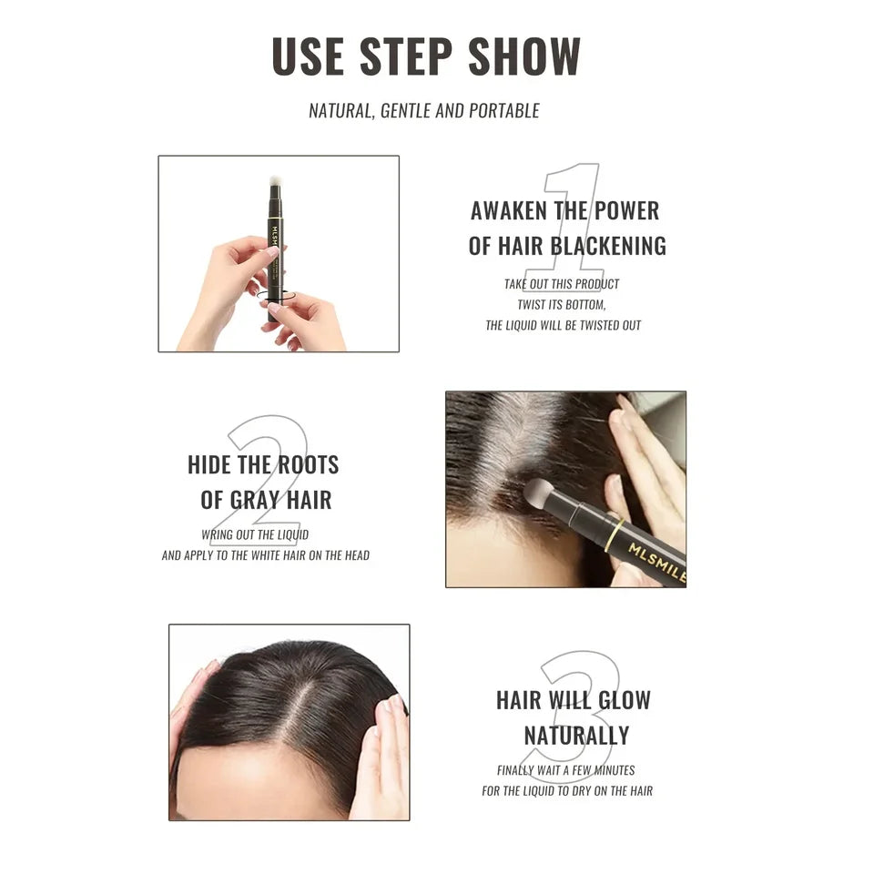 Brown Black Soft Head Pen Temporary Liquid Hair Color Instant Gray Root Coverage Hair Dye Stick One-Time Cover White Grey Hair
