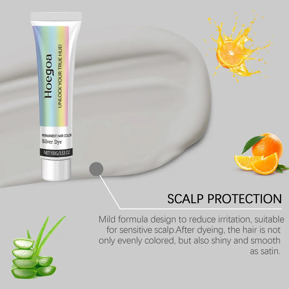 Gray Hair Dye Shampoo Natural Permanent Hair Coloring Cream Reduce Scalp Irritation Cover White Hair
