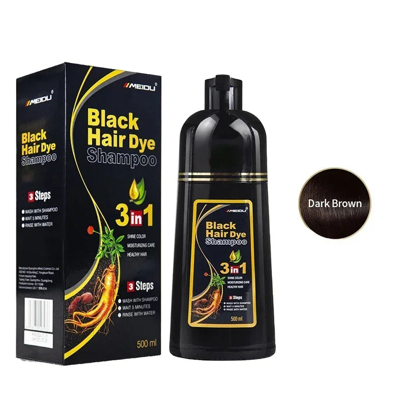 100ml/500ml Hair Dye Shampoo 3in1 Darkening Hairs Instant Gray To Black Polygonum Multiflorum Natural Coloing Cover Men Women