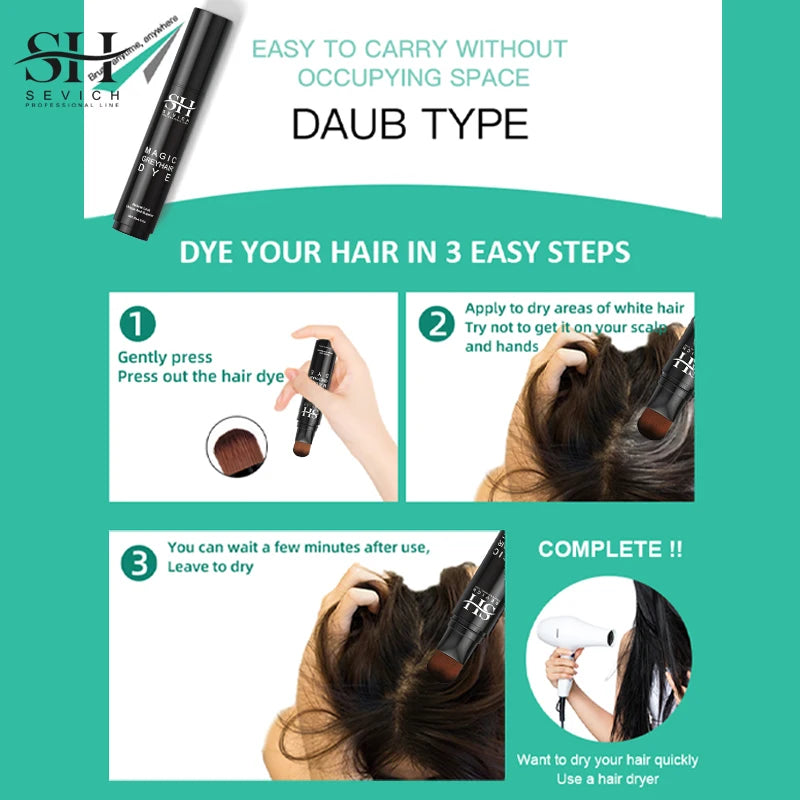 Sevich Temporary Hair Color Brush And Comb DIY Hair Color Wax Mascara Dye Cream Hair Color Pen One-time White Grey Hair Cover Up