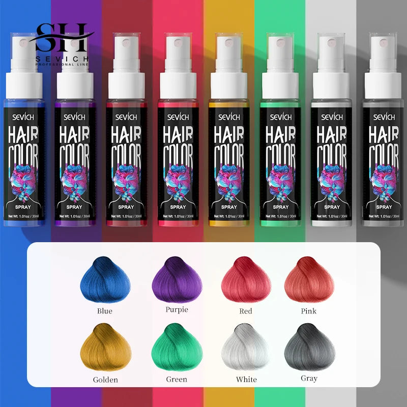Sevich 8 Colors Hair Color Spray Temporary Hair Dye Cream Washable Disposable Color Hair Spray Unisex Salon Hair Styling Tools